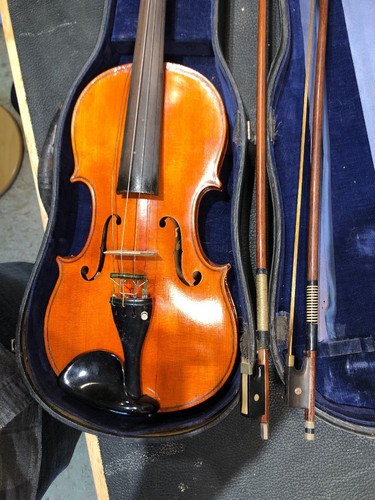 Old German Hans Lang Wien 4/4 Violin, Repair - Parts Vintage W/case & Bows