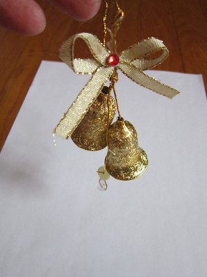 Vintage Christmas Ornament Gold Bells Pretty Retro Collectible