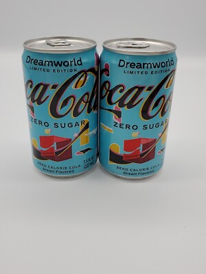 2) 2022 Limited Edition Coca-Cola Dreamworld ZERO SUGAR Coke Cans Full 7.5oz