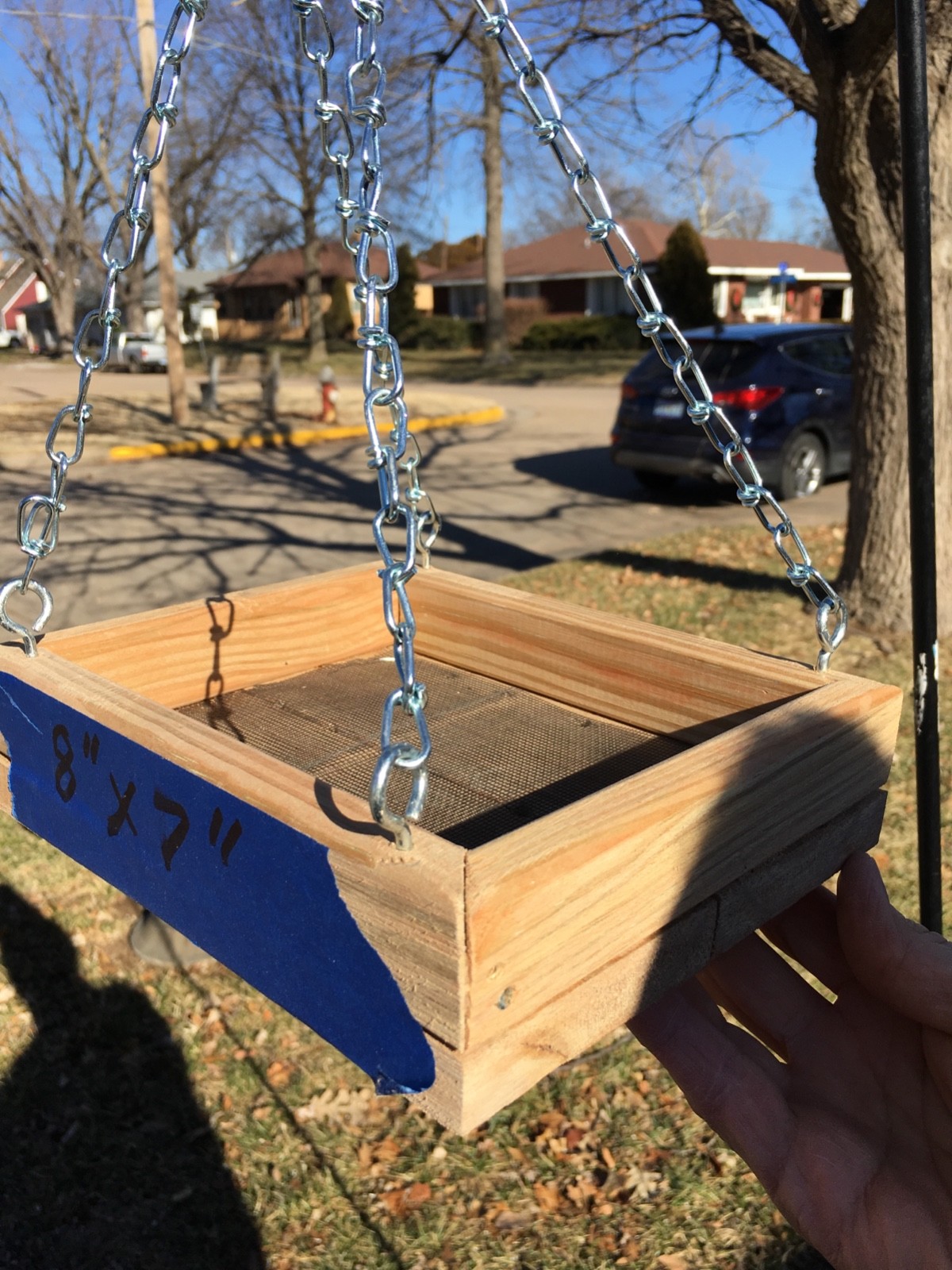 Hand made rustic bird feeder