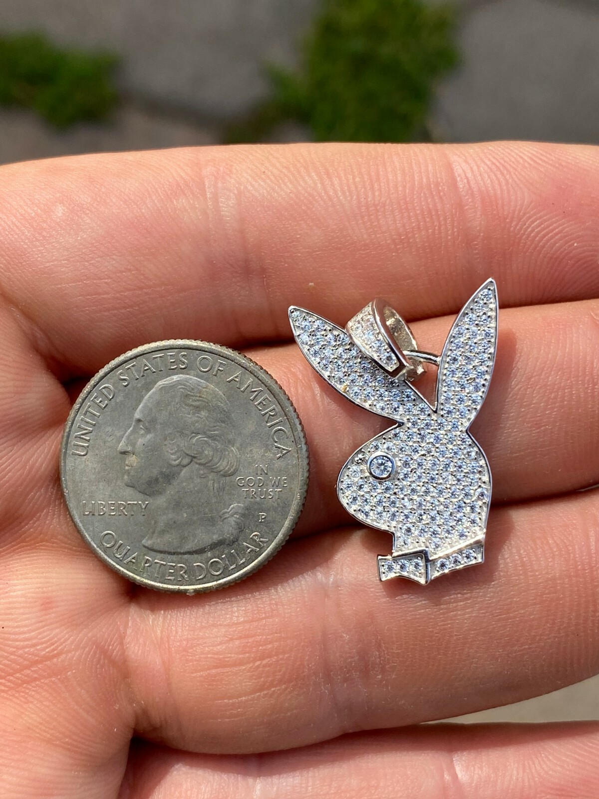 Playboy Bunny Pendant Simulated Diamond 