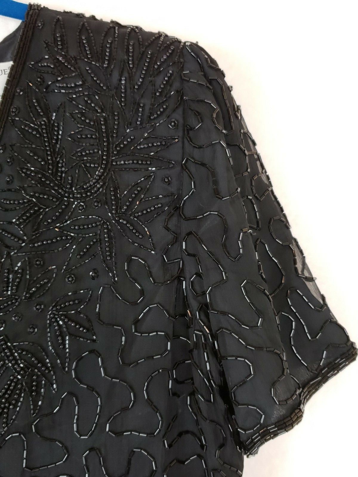 Papell Boutique Evening Black Top Silk Size M Sequin Embellished Vintage Party