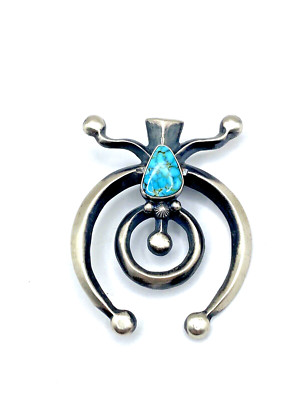 Sandcast Naja Pendant Kingman Turquoise Navajo Native American H. Bitsue