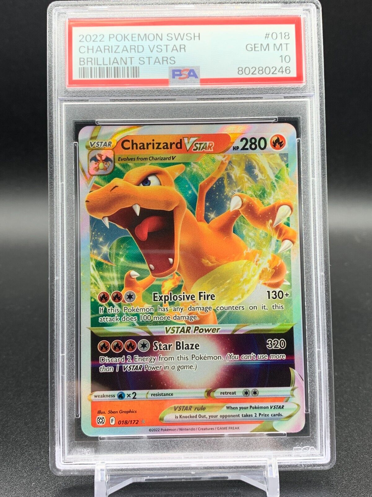 PSA 10 Gem Mint Charizard Vstar 018/172 Brilliant Stars 2022 PSA 10 Gem Mint Charizard Vstar 018/172 Brilliant Stars 2022