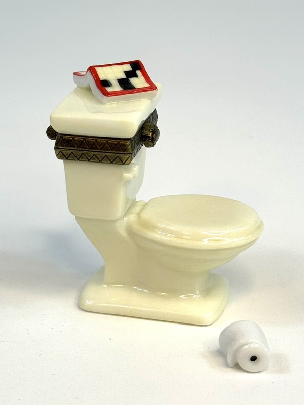 PHB Porcelain Hinged Trinket Box Toilet With Roll Of Paper
