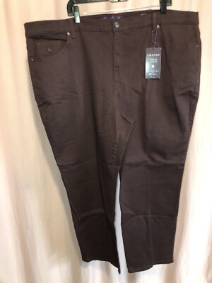 NWT Gloria Vanderbilt 24W Amanda Woman Pants Plus Size Tapered Leg Plum Jeans C1