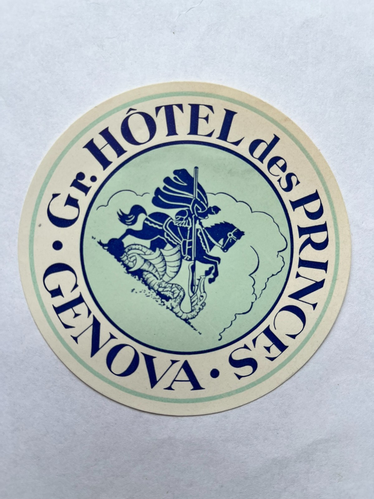 Vintage HOTEL desPRINCES0 Decal Genova, Italy 3 1/2 x 3 1/2