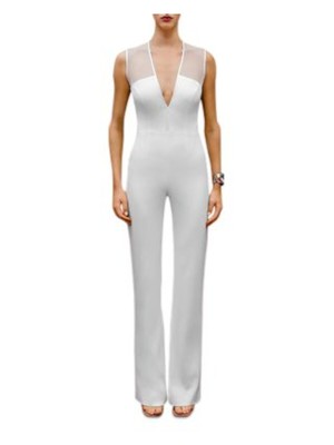 

GALVAN LONDON Женский белый приталенный комбинезон из тюля с прямыми штанинами и швом принцессы