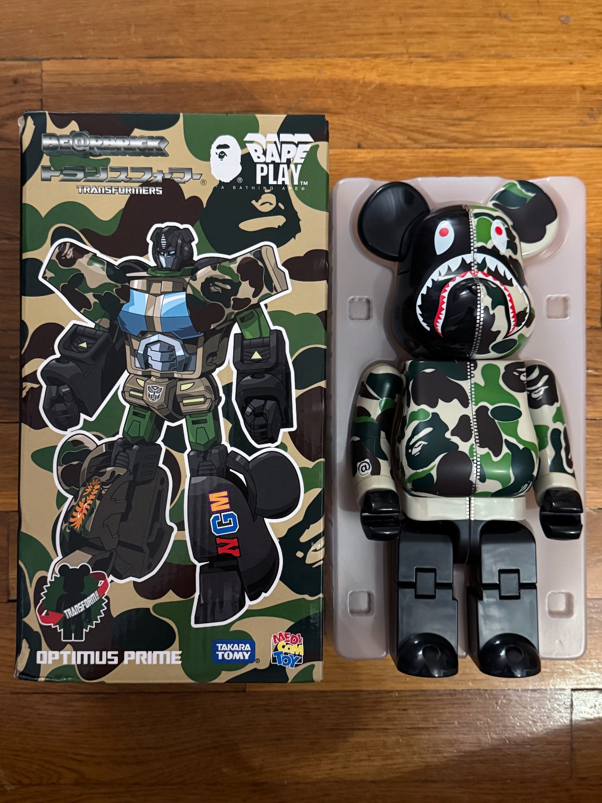 BAPE® X TRANSFORMERS X BE@RBRICK CAMO Medicom Toy BAPE X TRANSFORMERS X BE@RBRICK ABC CAMO SHARK