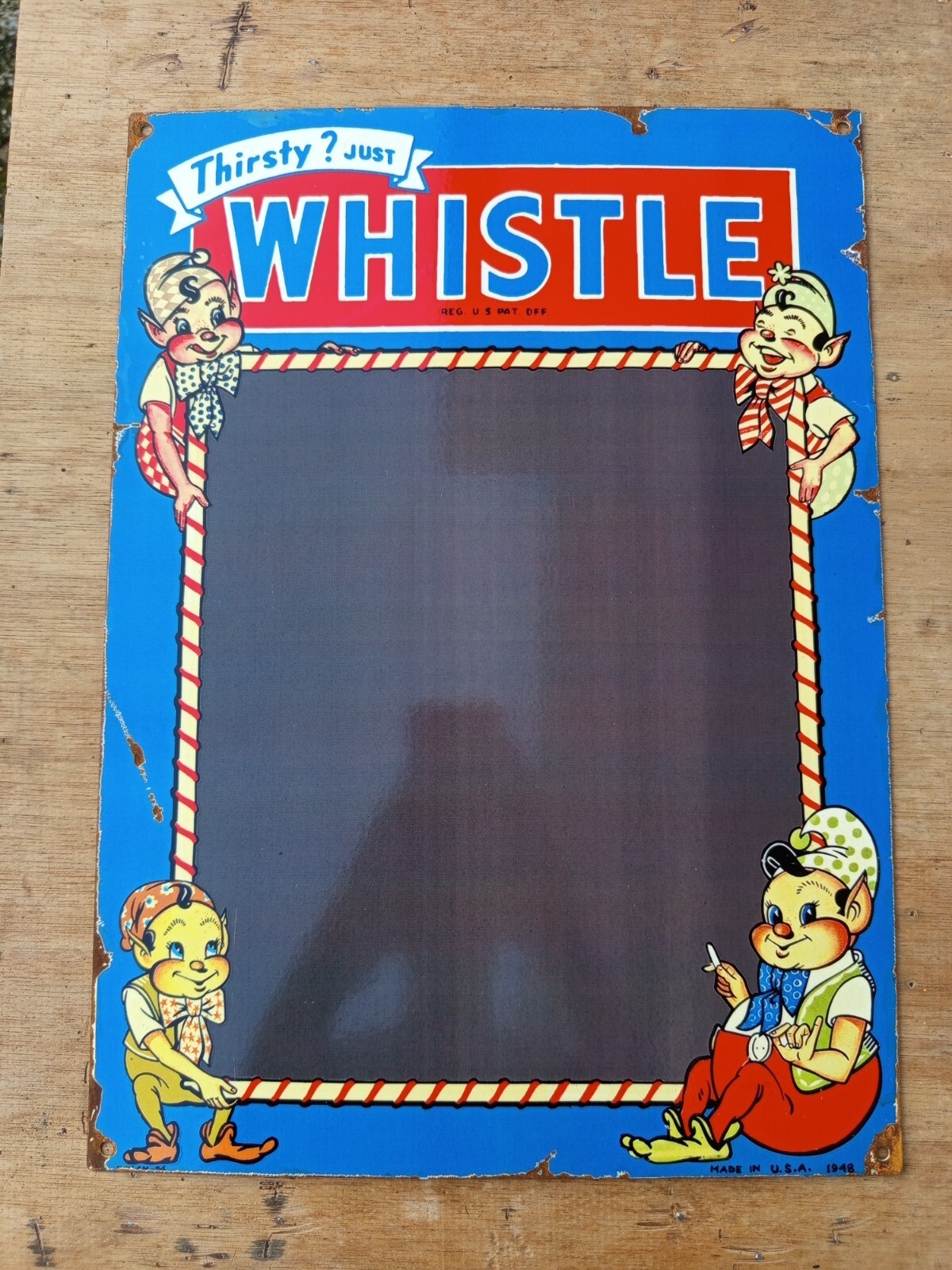 vintage model WHISTLE SODA Advertising Sign Steel plate