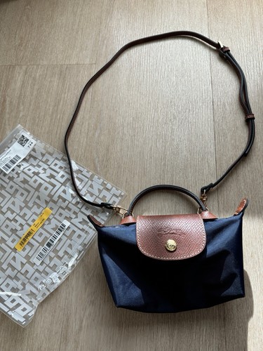 クラッチバッグ LONGCHAMP NAVY BLUE MINI CLUTHES Le Pliage Original Pouch with handle Navy - Recycled canvas