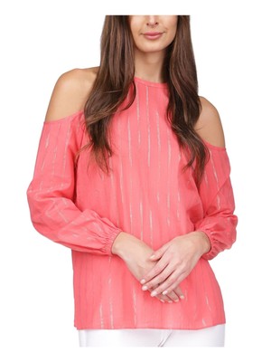 MICHAEL MICHAEL KORS Женский коралловый топ с эластичными манжетами на спине и длинным рукавом S