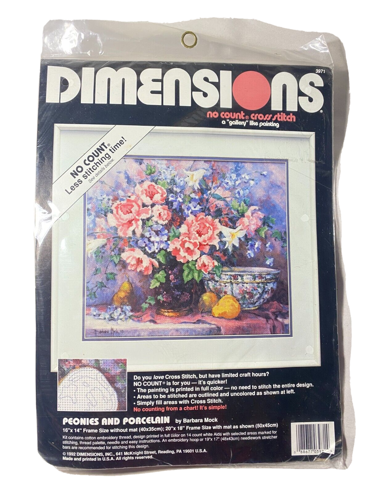 Kit Peonies & Porcelin 16" X 14" New 1992