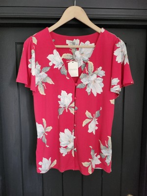 Oasis Floral Button Front Blouse Top Size UK S BNWT RRP £29