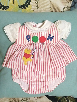 VTG 80s RARE SEARS WALT DISNEY Winnie The Pooh Newborn Girls Red