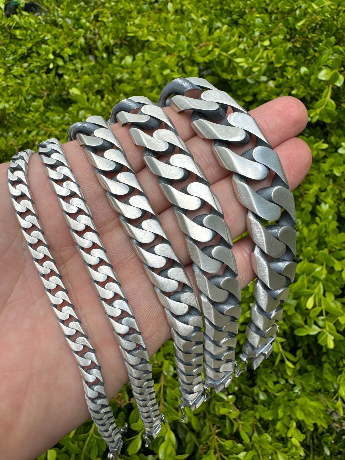 HARLEMBLING MIAMI CUBAN LINK CHAIN NECKLACE / BRACELET REAL 925 SILVER 6-20MM BLACK RHODIUM