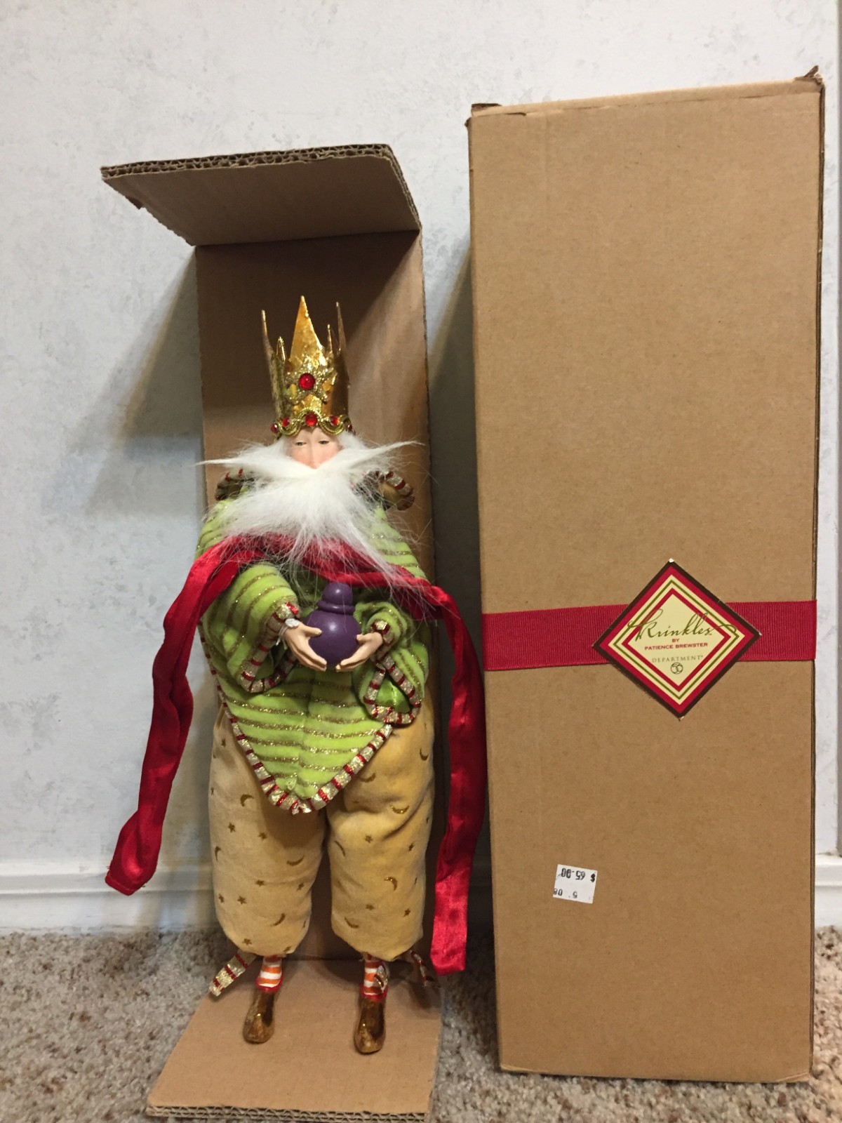 Department 56 KRINKLES Magi Fabric Doll (P. Brewster - 2007) Green/Beige King