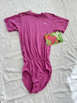 NWT Vintage DANSKIN Blouson Leotard One-Piece Purple Cotton Blend Sz Large USA