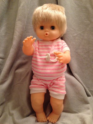 BabyDoll Blonde RootedHair Pacifer Poseable Sleeping Eyes Childrens Hard Plastic
