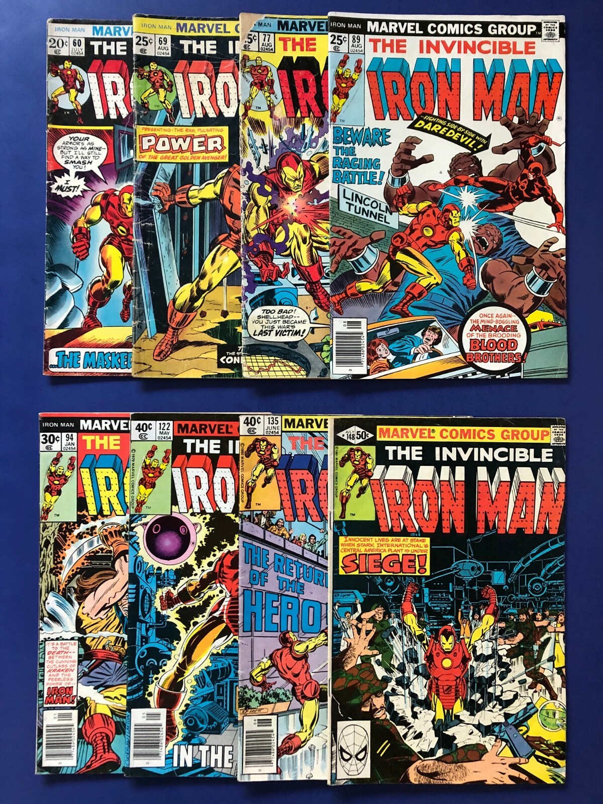 ‘60/70sヴィンテージアメコミ8冊セット ※個別売り可 IRON MAN # 60 69 77 89 94 122 135 148 (1973-81) *Lot of 8