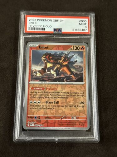 PSA 9 Reverse Holo Entei 030/197 Rare Obsidian Flames PSA 9 Reverse Holo Entei 030/197 Rare Obsidian Flames