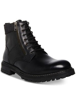 Мужские замшевые армейские ботинки STEVE MADDEN черного цвета в смешанном стиле Saga с носком на блочном каблуке 7 D
