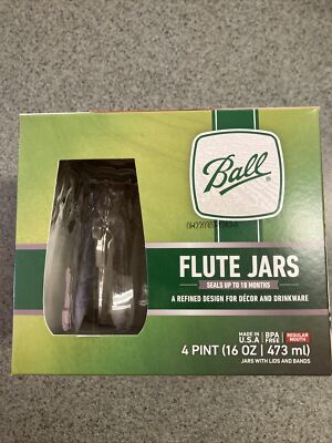 Ball Flute Jars, 16 Ounces, 4 pack Clear 