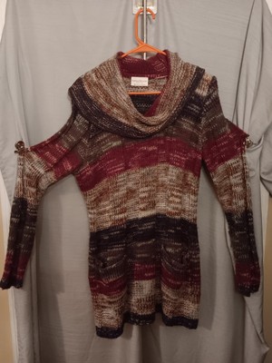 Bobbie Brooks Plus Size 1XL Colorful Pocket Front Cowl Neck Sweater*