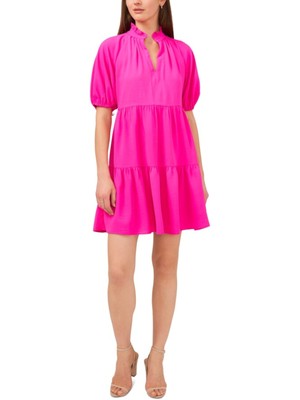 

MSK PETITES Женское розовое короткое платье с ярусной юбкой на подкладке и манжетами с разрезом Petites, Розовый