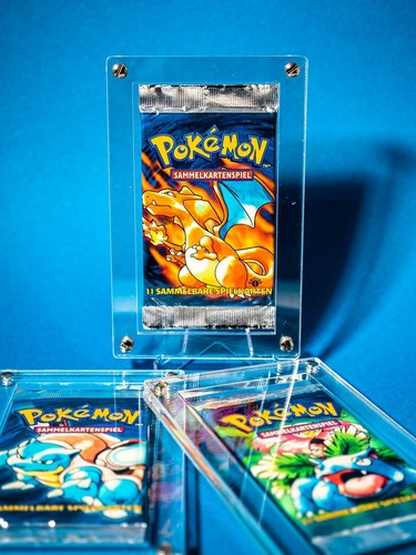 3x Pokemon Booster Acryl Schutz Box Gehäuse protective Case z.B. Base first card