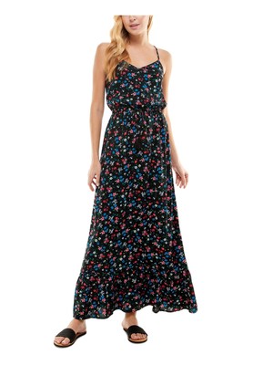 

KINGSTON GREY Женский черный регулируемый пуловер без подкладки с завязками макси-платье Юниоры