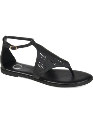 

JOURNEE COLLECTION Женские черные сандалии Niobi Toe Thong с лазерной резкой и ремешками, Черный, NIOBI-SANDAL