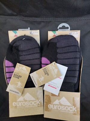 Euro Socks Over The Calf Black Purple Size XL Mens 11.5-14 Medium Weight 