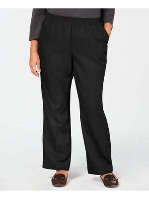 

KAREN SCOTT Женские черные прямые брюки без застежки с карманами Petites, Черный, 100035129PT