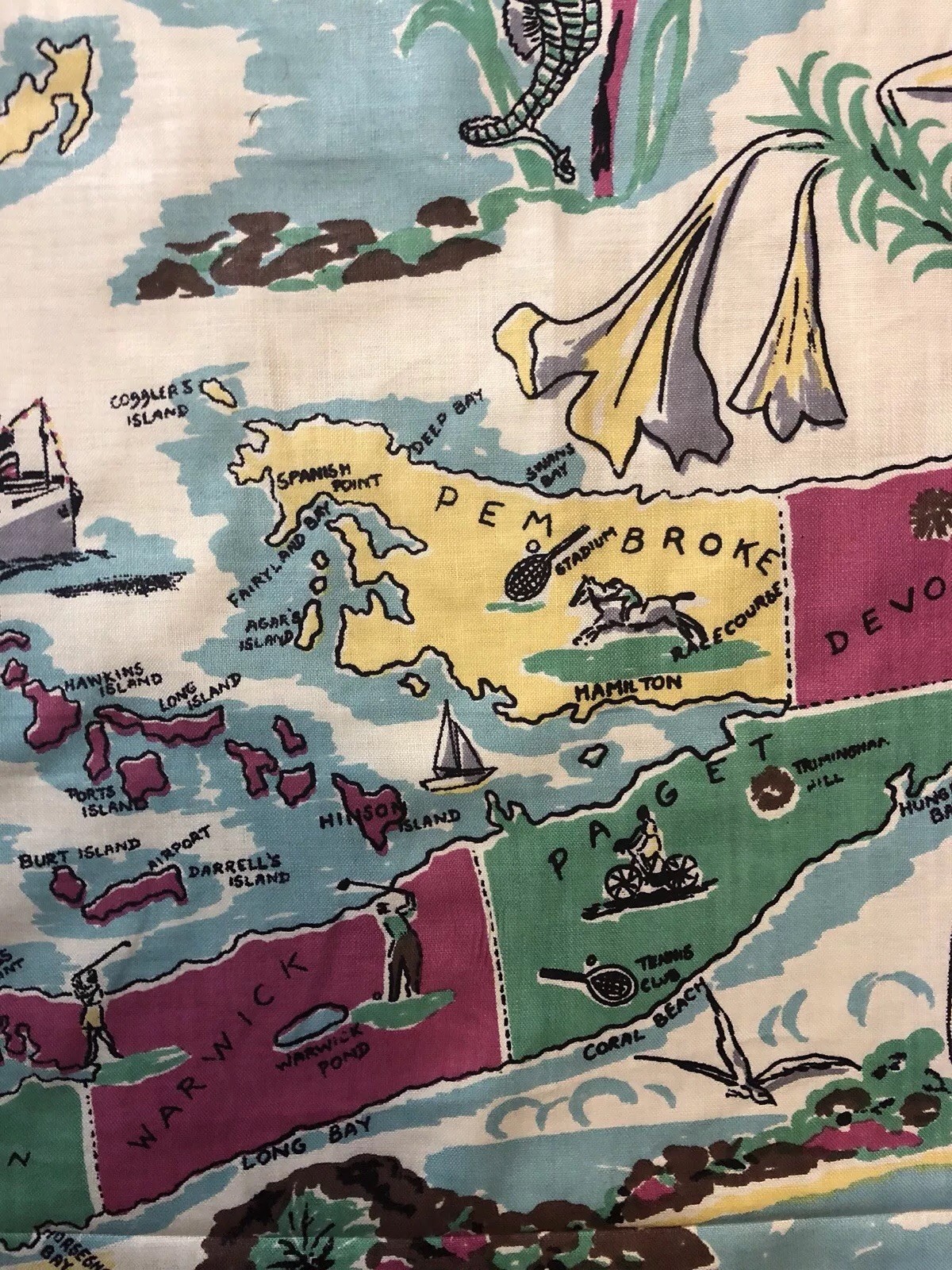 Vintage Ireland Travel Vacation Fabric - Devonshire Pembroke Ireland Island