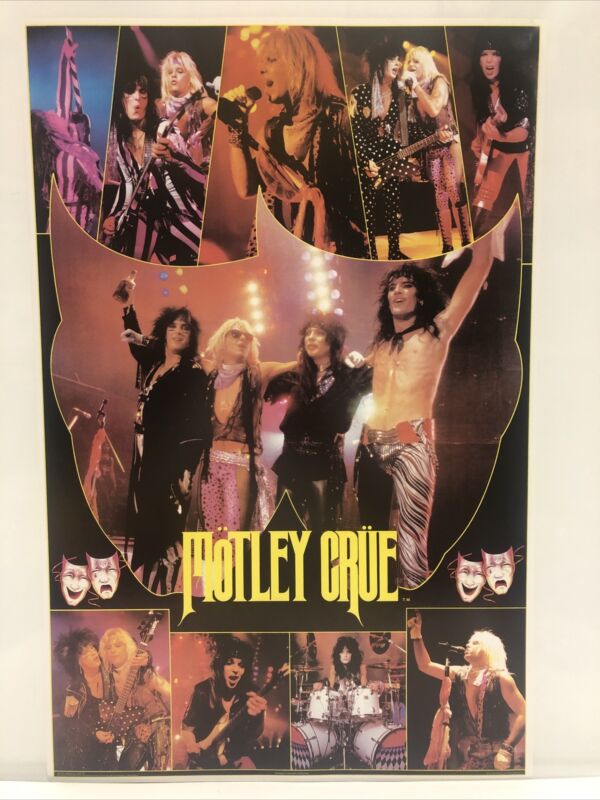 VINTAGE 1986 MOTLEY CRUE CONCERT ROCK BAND MUSIC NOS PROMO POSTER 24” X 16”