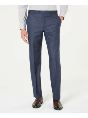 MICHAEL KORS Mens Kelson Blue Windowpane Plaid Classic Fit Pants 30W