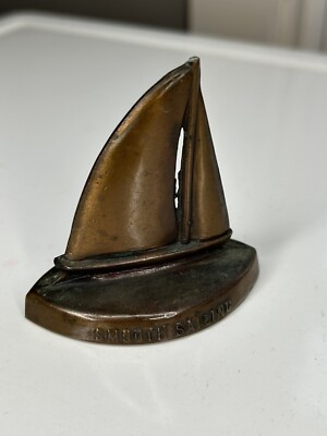 Crane & Breed Casket Company Sailboat Figurine Ad  Advertising Metal Funerary