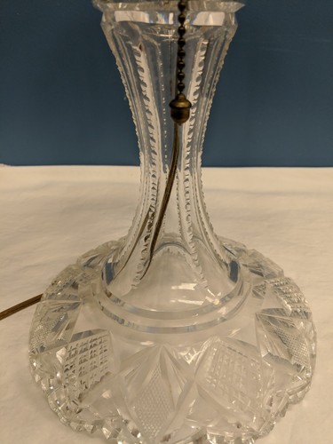 VINTAGE AMERICAN BRILLIANT PERIOD ABP 40 PRISM CRYSTAL MUSHROOM SHADE LAMP
