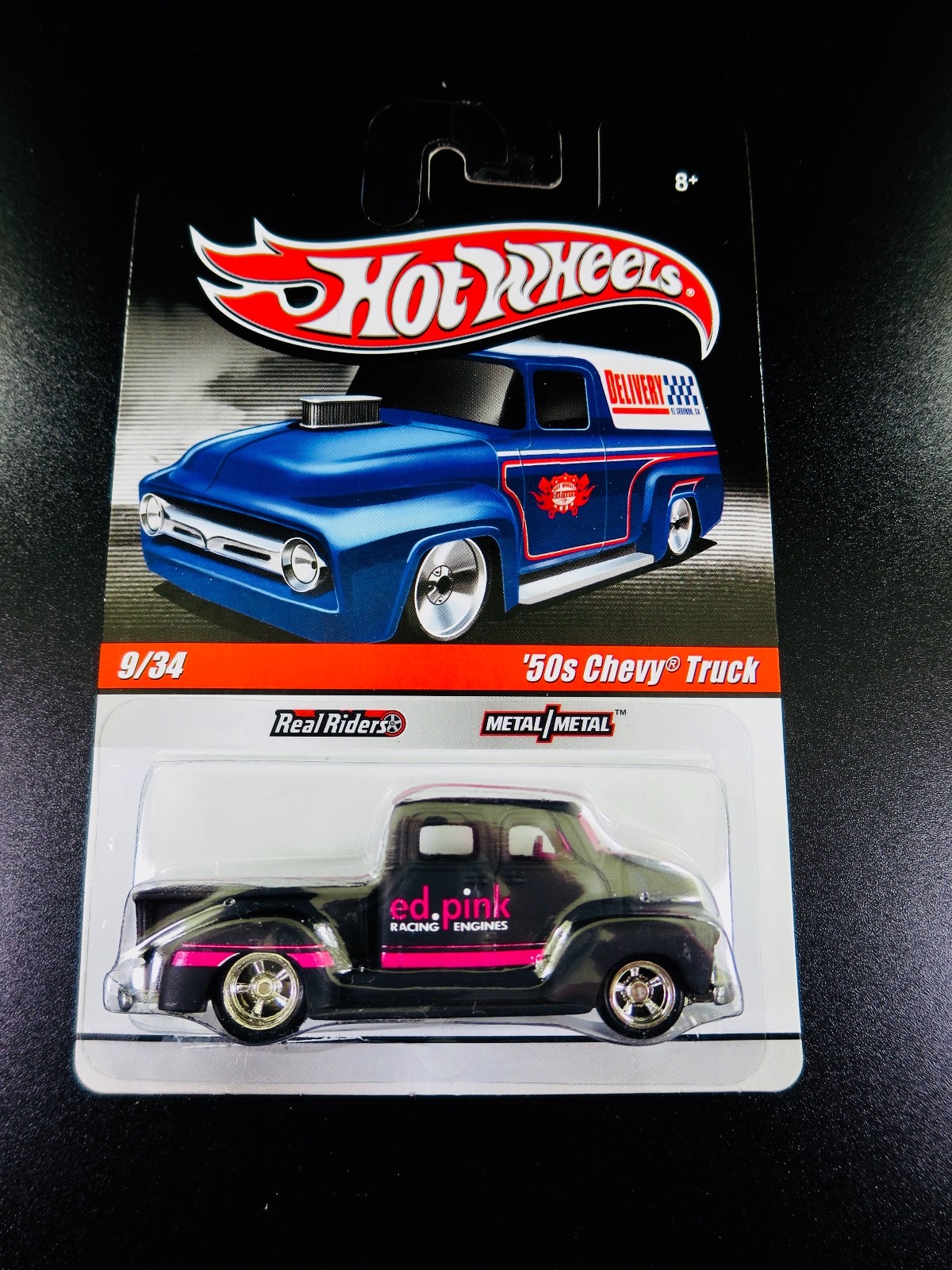 Hot Wheels Delivery 50's Chevy Truck Ed Pink Real Riders