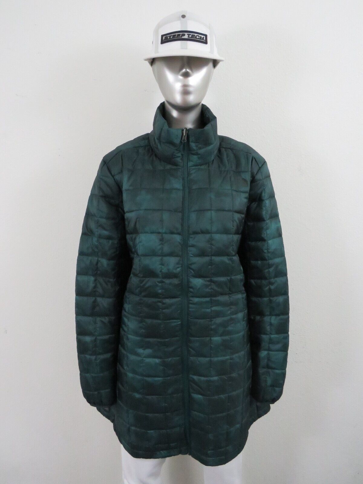 Pre-owned The North Face Womens  Thermoball Triclimate Waterproof Insulated Parka Jacket In Green / Green Print Liner
