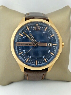 Armani Exchange Mens Brown Leather Strap Wristwatch
