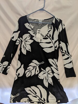 Old Navy Floral Tunic Size Large V Neck Cotton New Women's Shirt