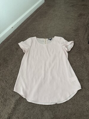 Express Light Pink Satin Tunic Top Blouse Short Sleeve M NEW