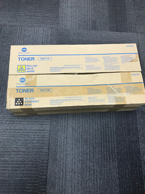 Genuine Konica Minolta Black & Yellow Toner Cartridge (TN711K) (TN711Y) Lot of 2