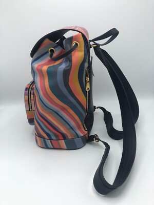 PAUL SMITH PAUL SMITH SWIRL WOMEN'S LEATHER STRIPE BACKPACK SHOULDER BAG