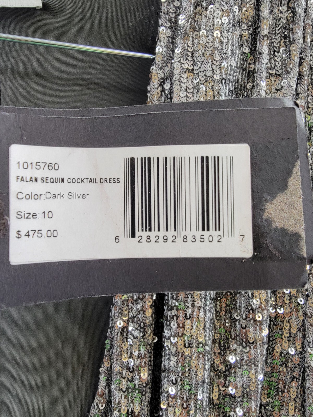 Pre-owned Halston Heritage Halston Falan Sequined Wrap Dress Women's 10 Dark Silver Long Sleeve Lined