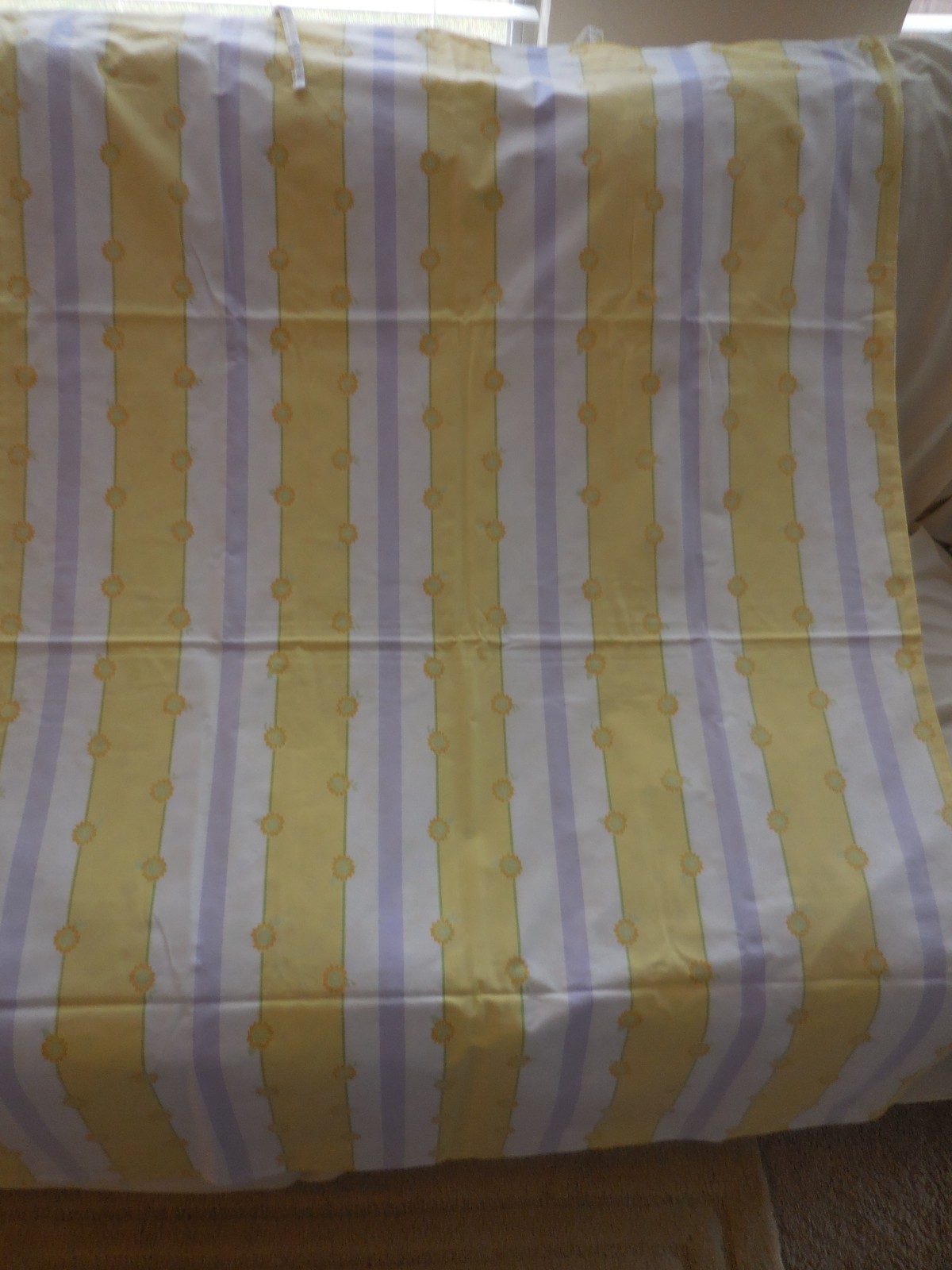 Pottery Barn Kids Crib Duvet Yellow Lavender White Sunflowers Floral Striped