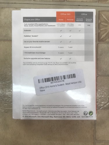 Microsoft Office Home and Student 2016 Windows for 1 PC Sealed English Version