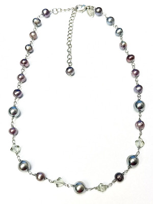 Lia Sophia ''Breathless'' Gray/Pink Freshwater Pearls & Glass Beaded Necklace